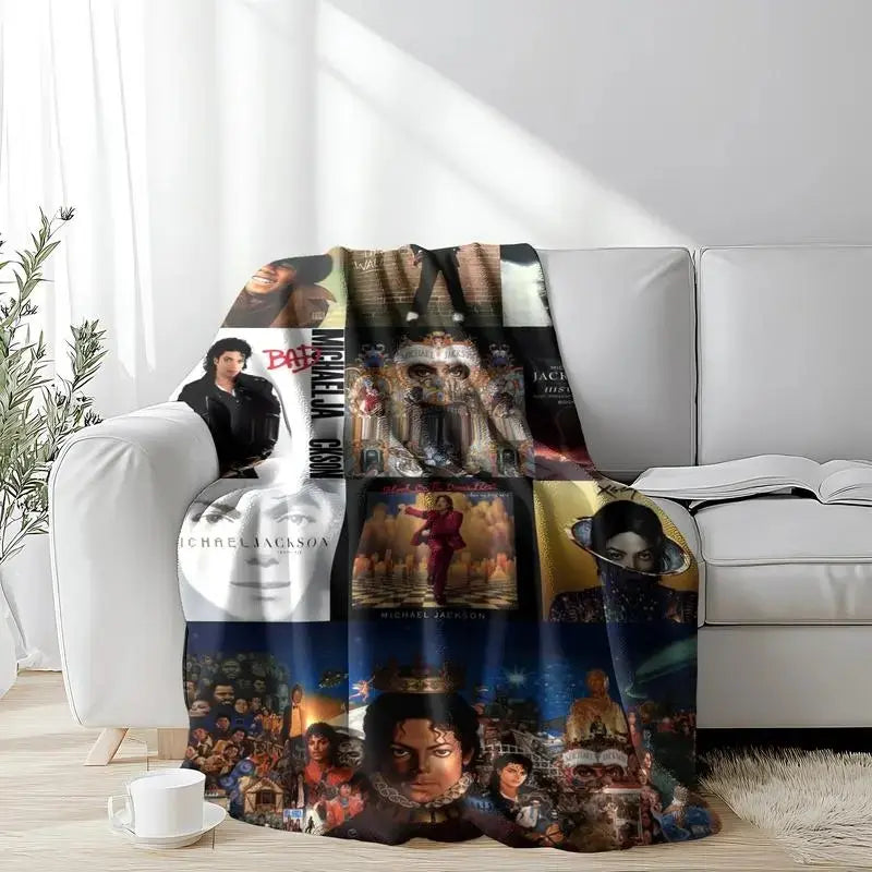 Michael Jackson King Of Pop Vintage Flannel Throw Blanket - Ultra Soft, Cozy Warm - for Bedroom, Couch, Travel - Perfect Gift for Pop Fans, Gifts for Him - Aesthetic Room Decor - View 3