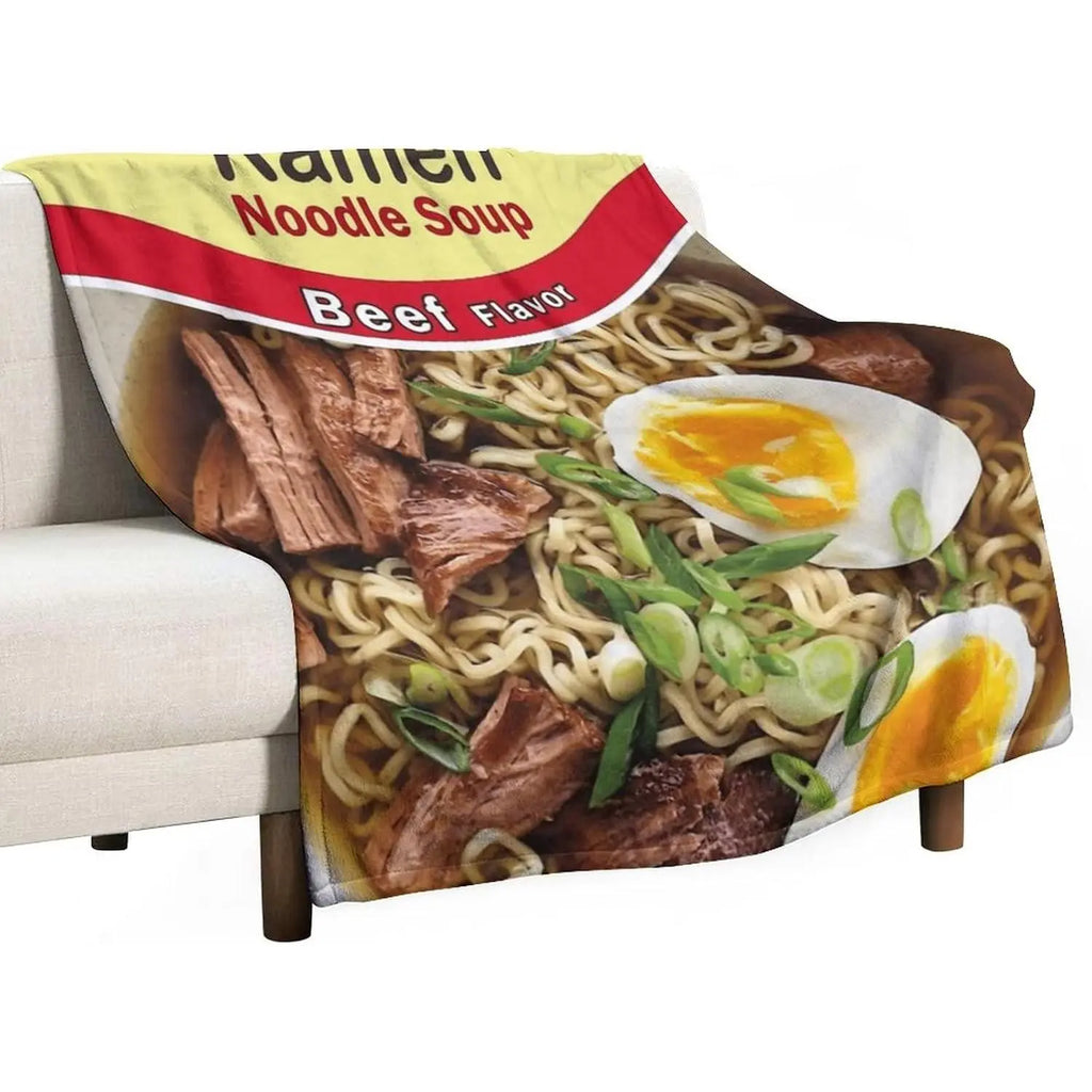 JOOCAR Instant Ramen Noodle Soup Beef Flavor Throw Blanket Fuzzy Plush Fleece Funny Food Blankets Soft Cozy Microfiber Flannel Travel Blanket for Couch Bed All Season Home Decor - View 2