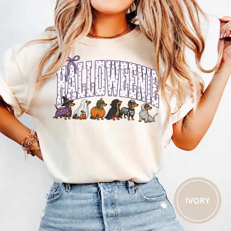 Comfort Colors Halloween Dachshund T-Shirt - Cotton Unisex Tee