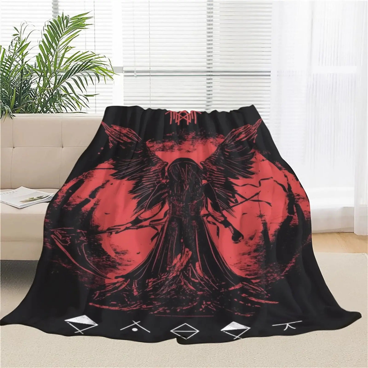Metal Music Dark Aesthetic Pattern Flannel Blanket, Soft Warm Throw Blanket, Air-conditioned Sofa Bedroom Dorm Couch Office Car Travel Home Blanket, Warm Nap Blanket for Men Women Adults Boys Girls, Birthday Mother's Day Fans Gifts - View 5