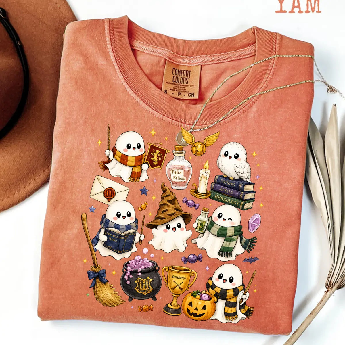 Comfort Colors Wizard Ghost Halloween Graphic Tee