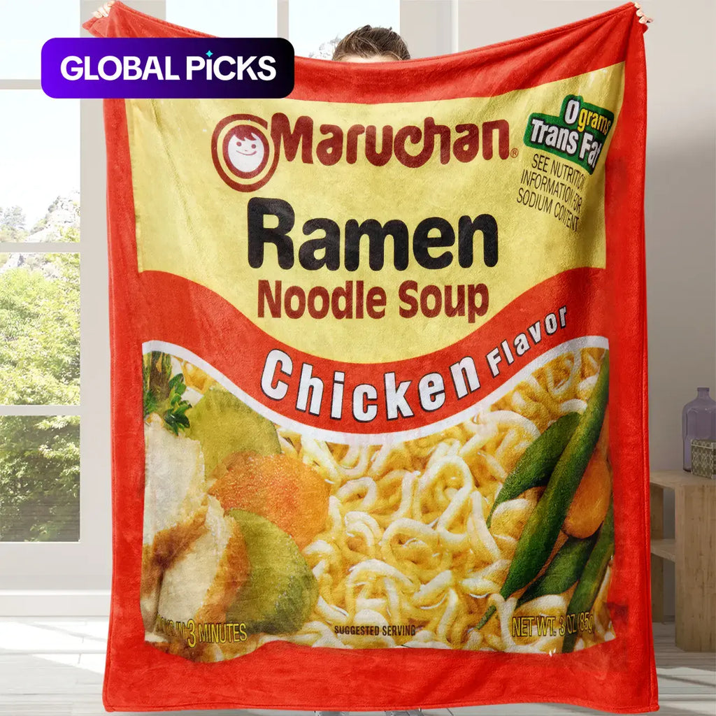 Chicken Noodle Pattern Graphic Throw Blanket, Soft Comfortable Warm Decorative Home Decor for Office, School, Dormitory & Camping #GLOBAL PICKS - View 1