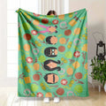 Burger Family Flannel Throw Blanket, Cartoon Food Print, Soft Warm Lightweight Breathable Cozy, Ideal for Sofa & Travel, Great Gift for Food Lovers, Lightweight Breathable Blanket - View 1