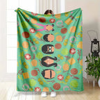 Burger Family Flannel Throw Blanket, Cartoon Food Print, Soft Warm Lightweight Breathable Cozy, Ideal for Sofa & Travel, Great Gift for Food Lovers, Lightweight Breathable Blanket - View 1