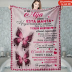 Mama&Papa Inspirational Blanket for Daughters&Son-the perfect graduation gift, birthday present, back-to-school gift, or Christmas present. Features pink butterfly embellishments and makes a lovely addition to your daughter’s bedroom. - View 16