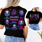 Halloween Horror T-shirt, Spooky Neon T-shirt, Horror Characters Halloween Gift, Horror Movie T-shirt, Spooky Season Shirt