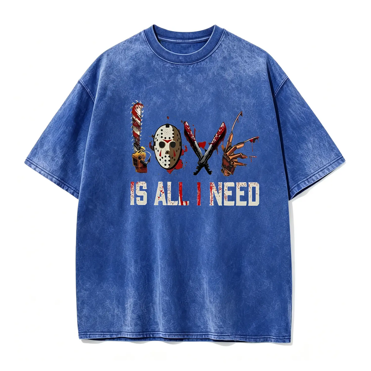 Women's Halloween Squad T-Shirt - Short-Sleeve Casual Horror Movie Graphic Top, Halloween Shirts for Women, "Love is All I Need" Novelty Scary Tee Crewneck Womenswear