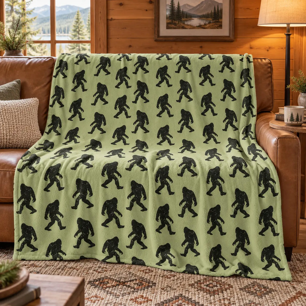 Funny Big Foot Sasquatch Gifts Blanket, Bigfoot Blanket for Men Women, Funny Birthday Unique Sasquatch Gifts, Vintage Flannel Throws Blanket for Bed Sofa Car, Gift for Him, Printed on One Side, Cozy Throw Blankets,Halloween Christmas Gift - View 9