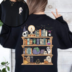 Reading Ghost, Halloween, Library, Spooky, Front and Back, Teacher, Boo, Cute Sweatshirt - View 2