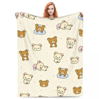Rilakkuma Cartoon Flannel Blanket Warm Throw Blanket for Home Decor Airplane Travel Novelty Bedspread Sofa Bed Cover - View 8