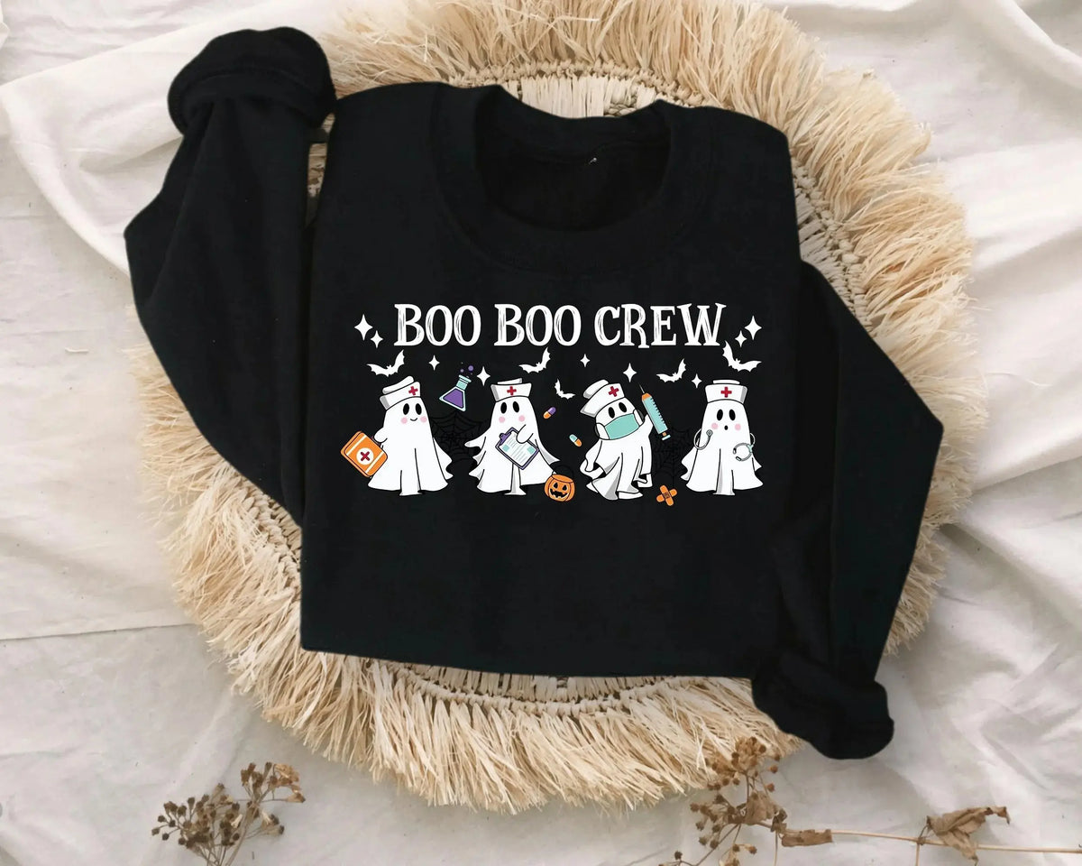 Boo Boo Crew Sweatshirt or T-Shirt, Funny Nurse Shirt, Nurse Crewneck Sweatshirt, Nursing Gift,Nurse Tee, Ghost Nurse Shirt, Halloween Nurse Sweatshirt - View 5