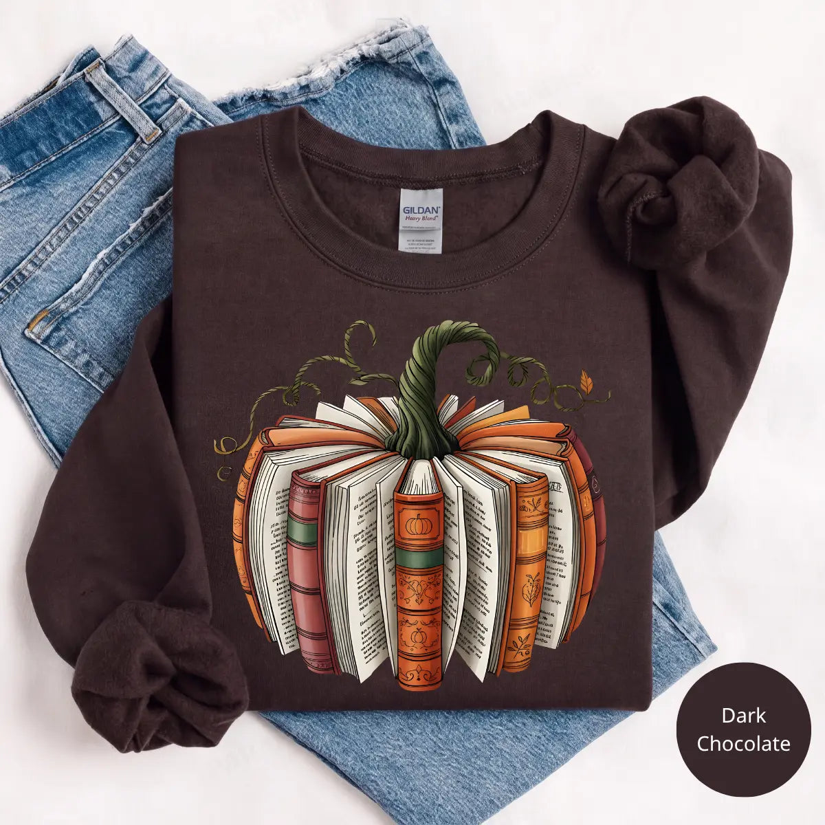 Fall Book Pumpkin Sweatshirt & T-Shirt, Cotton Blend