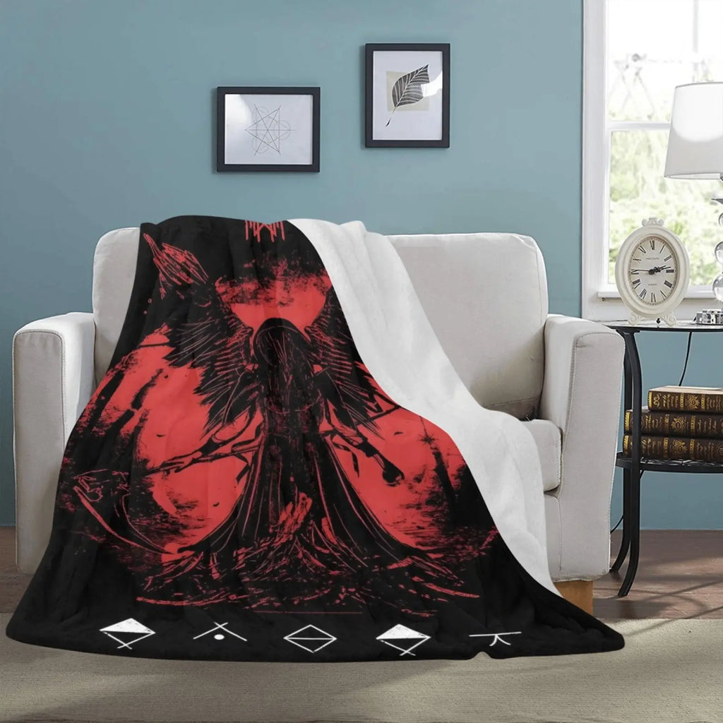 Metal Music Dark Aesthetic Pattern Flannel Blanket, Soft Warm Throw Blanket, Air-conditioned Sofa Bedroom Dorm Couch Office Car Travel Home Blanket, Warm Nap Blanket for Men Women Adults Boys Girls, Birthday Mother's Day Fans Gifts - View 2
