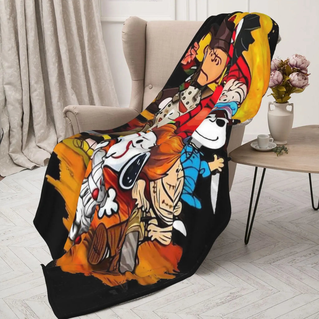 [Summer Sale Deals] Halloween blanket, horror movie character blanket, horror season blanket, sofa bed blanket, lightweight and warm flannel blanket, plush microfiber blanket, thin air conditioning blanket - View 1
