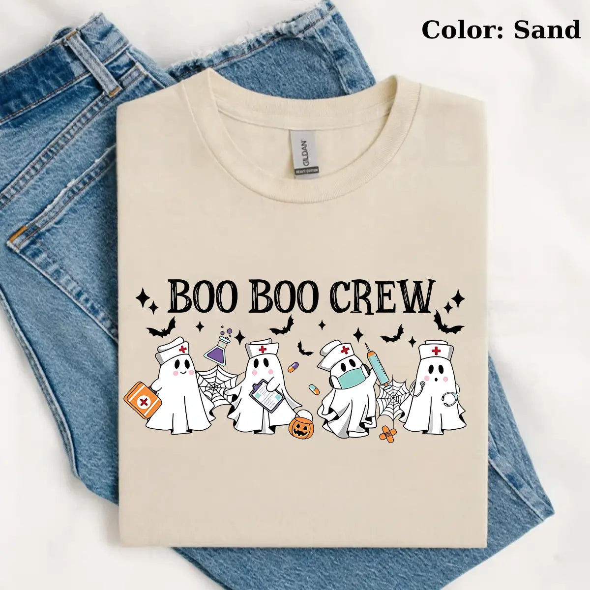 Boo Boo Crew Sweatshirt or T-Shirt, Funny Nurse Shirt, Nurse Crewneck Sweatshirt, Nursing Gift,Nurse Tee, Ghost Nurse Shirt, Halloween Nurse Sweatshirt