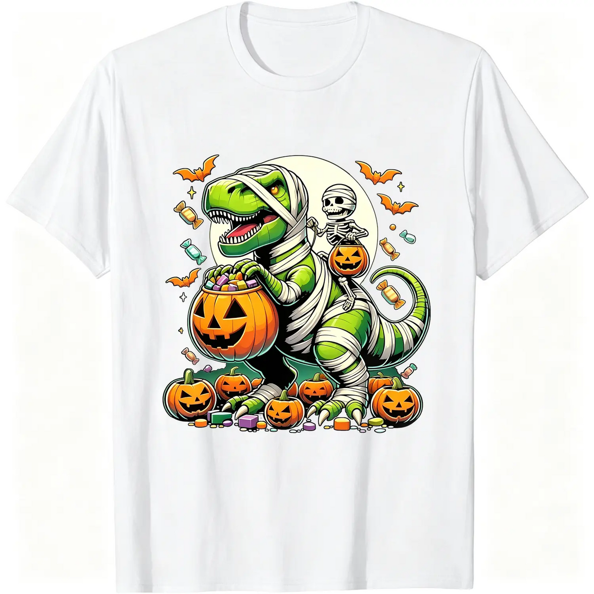 Kids' Halloween Funny T Rex Dinosaur Mummy T-Shirt Boys Trick Treat Costume