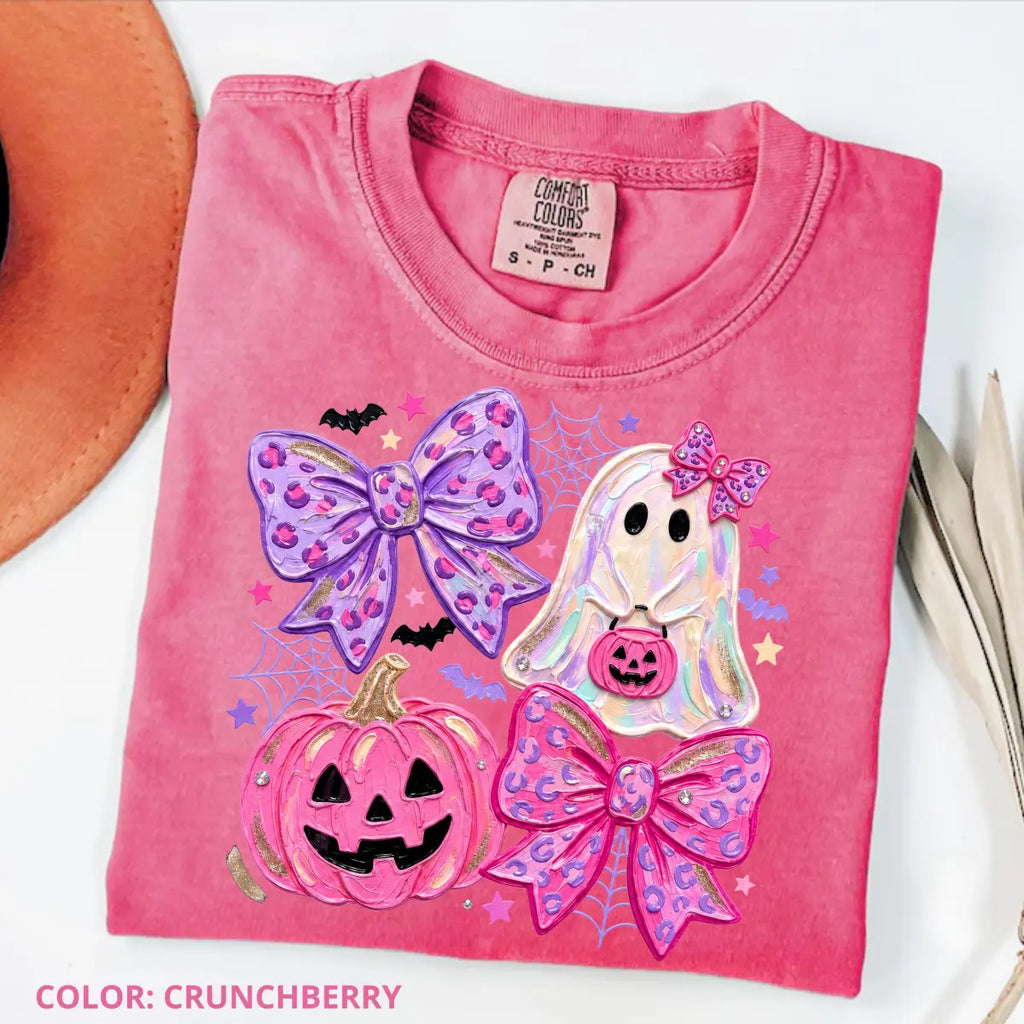 Comfort Colors Preppy Ghost Coquette Shirt, Cute Pink Bow Halloween T-Shirt, Girly Spooky Season Graphic Tee, Retro Fall Ghost Apparel, Trendy Gift - View 18