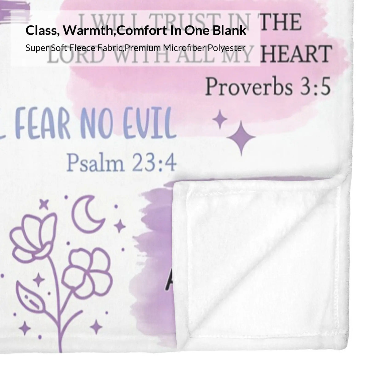 Faith-Based Printed Flannel Soft Throw Blanket (60x80 in) - "I Am A Child Of God" Bible Quote Collage, Pastel Watercolor Religious Print, Blankets for Sofa, Girl Room Decor, Heartwarming Gift for Girls,back to school,back to school shopping,home decor - View 7