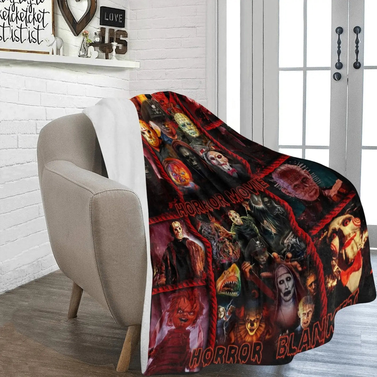 [Memorial Day Deals] Horror Movie Blanket, Halloween Blanket, Halloween Blanket, Scary Movie Blanket, Horror Blanket Gifts for Halloween, Christmas Blankets (50x60 inch), Horror Lover Gifts, Homegoods Halloween - View 1