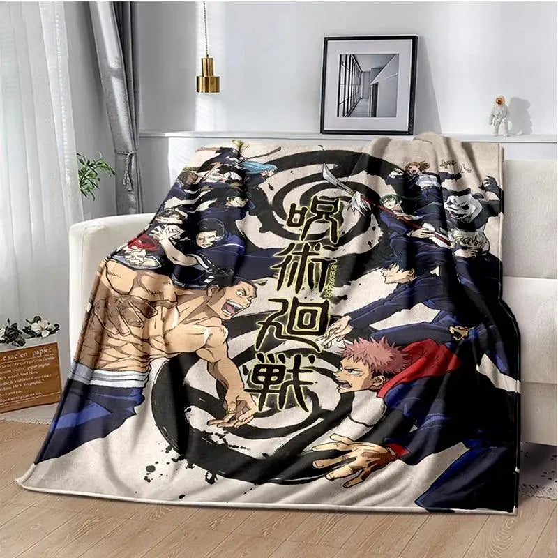 Cartoon Anime Jujutsu Kaisen Throws Blanket Super Soft Featuring Yuji,Megumi,obara and Satoru Gojo Blanket for Travel Beding Bed - View 30
