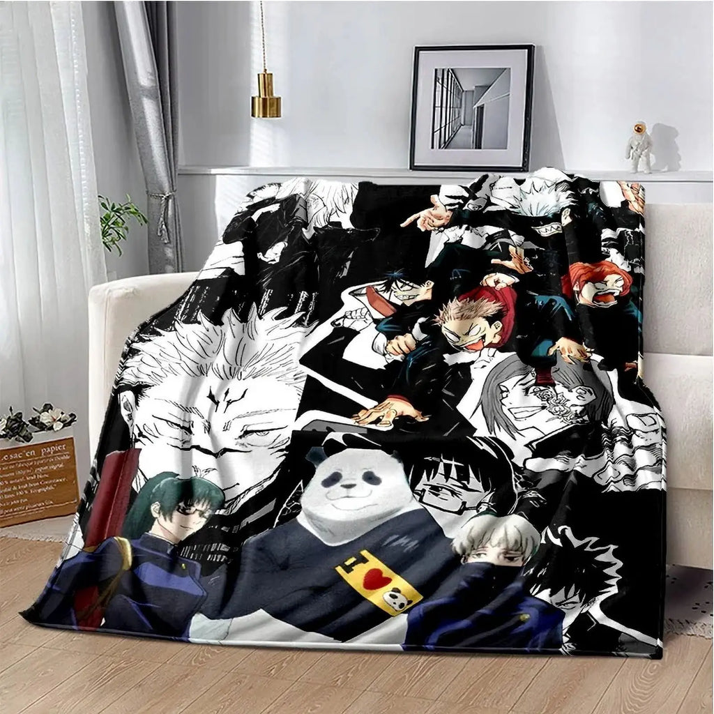 Cartoon Anime Jujutsu Kaisen Throws Blanket Super Soft Featuring Yuji,Megumi,obara and Satoru Gojo Blanket for Travel Beding Bed - View 29