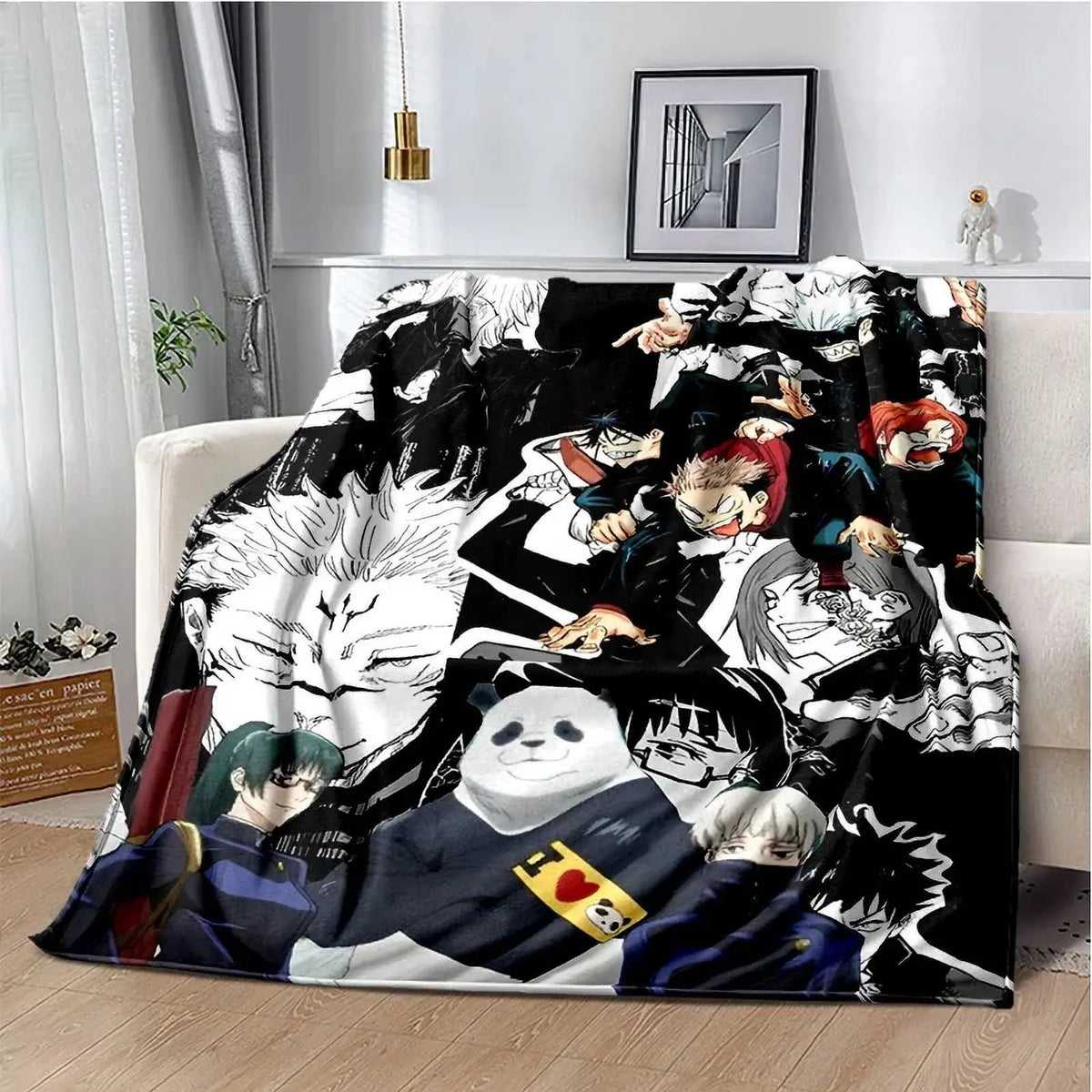 Cartoon Anime Jujutsu Kaisen Throws Blanket Super Soft Featuring Yuji,Megumi,obara and Satoru Gojo Blanket for Travel Beding Bed - View 29