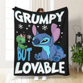 [SummerVibes] DISNEY CLASSIC Stitch "Grumpy But Lovable" Flannel Blanket - Soft Cozy, All-Season Multi-Use for Home, Office & Outdoor - View 1