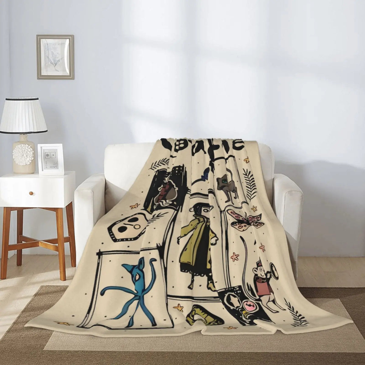 Cartoon Movie Animal Collage Flannel Plush Throw Blanket - Allover Print, All-Season Cozy Gothic Fleece, Cartoon Graphic Throw for Horror Movie Fans (Halloween, Birthdays Gifts), Flannel Plush Throws, Allover Print Blankets - View 2