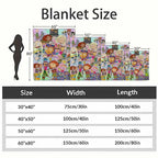 Nostalgic 90s Cartoon Flannel Blanket Vibrant Retro TV Character Print Super Soft Lightweight Cozy Plush Throw Perfect For Bedroom Sofa Couch Camping Travel Movie Night Birthday Gift Decor, Character Graphic Blankets, Flannel Blankets - View 4